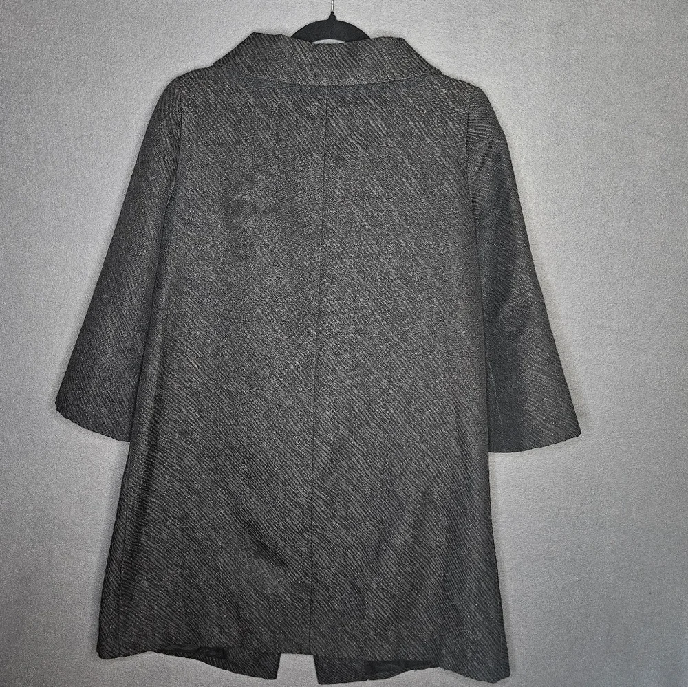 Michael Kors Women's Small 3/4 Sleeve Peacoat Dresscoat Black Vintage Textured